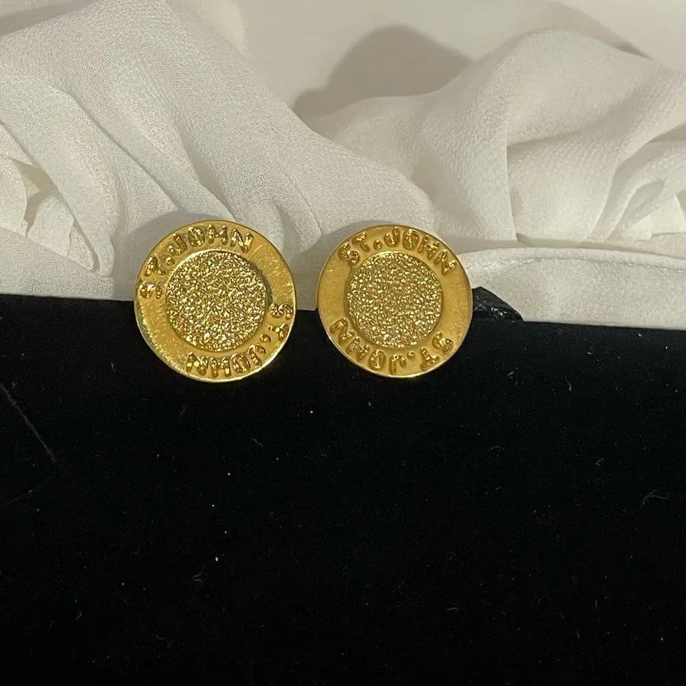 St John Gold Stud Post Earrings